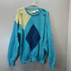 Vintage Spalding Pullover Sweatshirt Mens Linen Cotton Golf Preppy Argyle XL